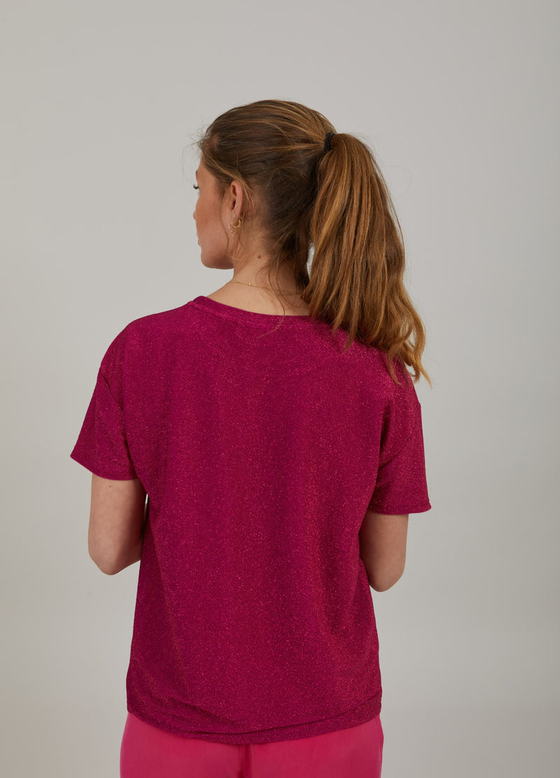 Coster Copenhagen GLITTER T-SHIRT Top - Short sleeve Pink shimmer - 628