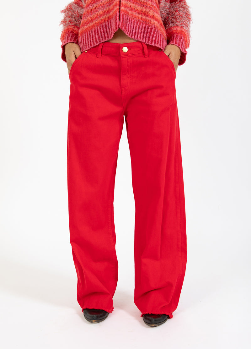 Coster Copenhagen JEANS MED RÅA KANTER - PETRA PASSFORM Pants Scarlet red - 618