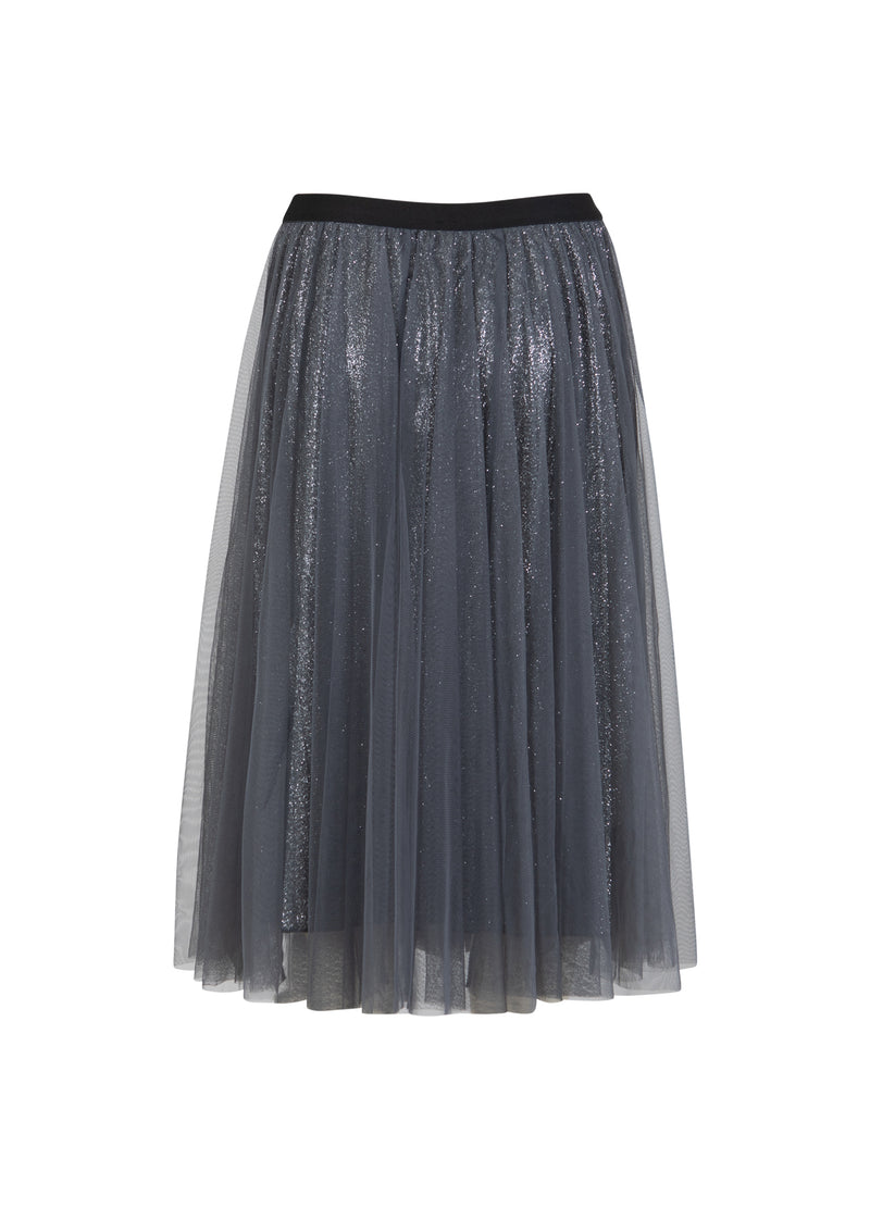 Coster Copenhagen KJOL MED PLISSÉ OCH GLITTER Skirt Silver/black - 204