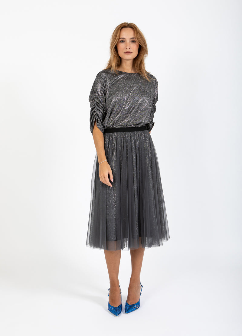 Coster Copenhagen KJOL MED PLISSÉ OCH GLITTER Skirt Silver/black - 204