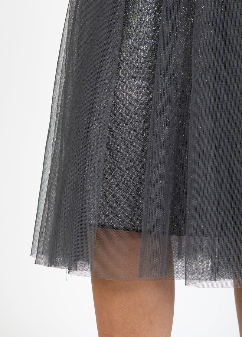 Coster Copenhagen KJOL MED PLISSÉ OCH GLITTER Skirt Silver/black - 204