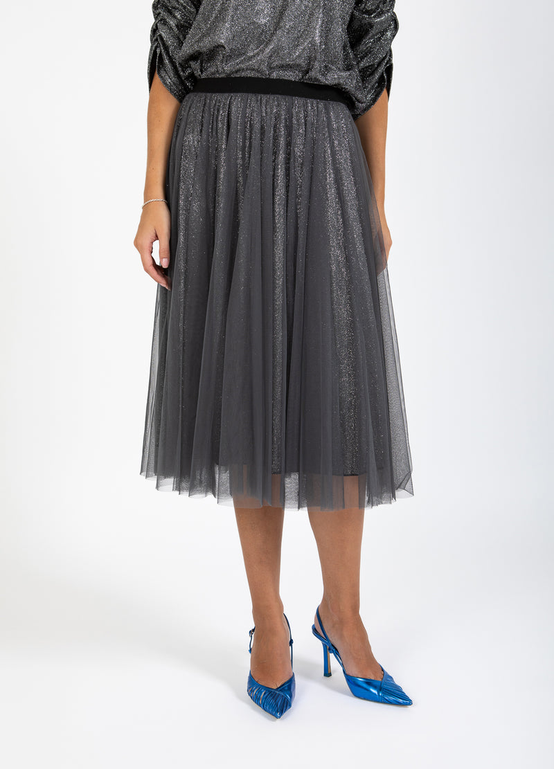 Coster Copenhagen KJOL MED PLISSÉ OCH GLITTER Skirt Silver/black - 204