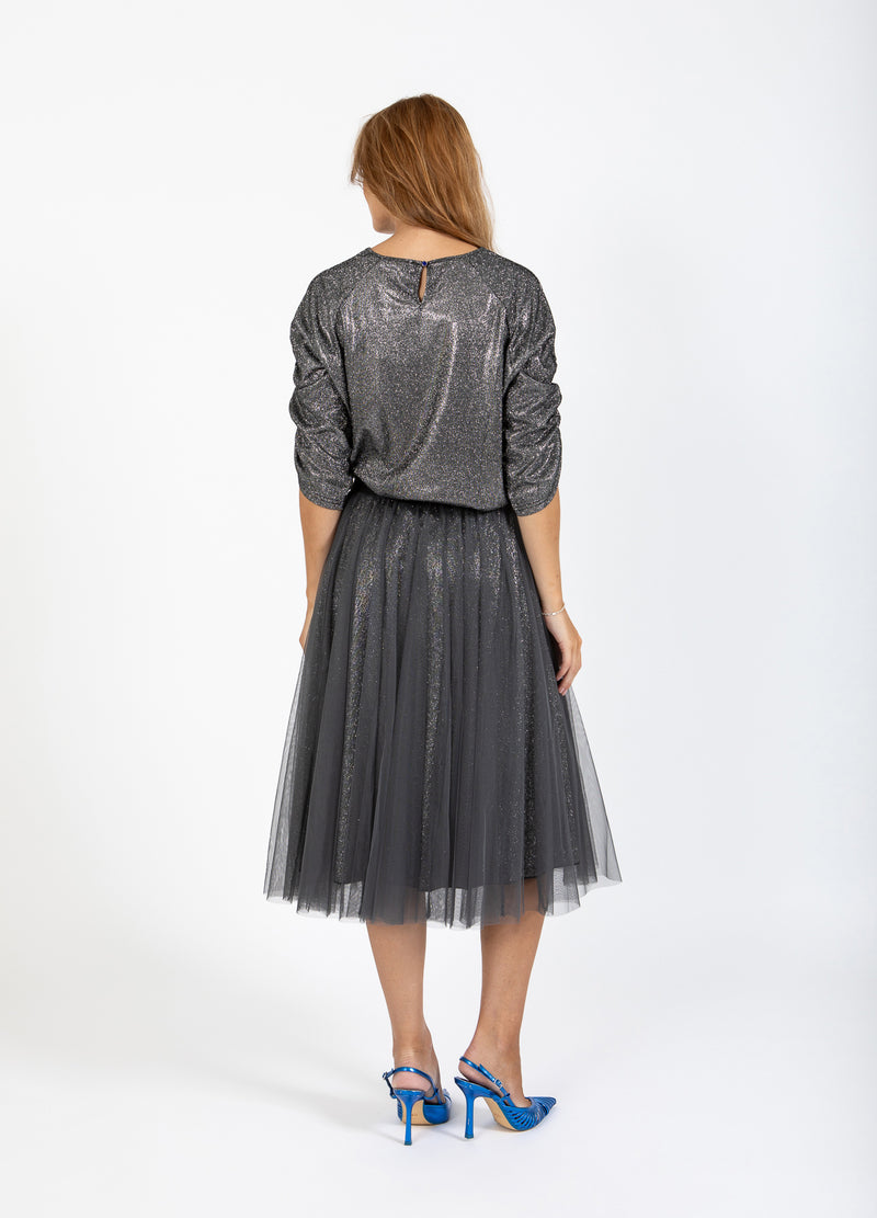 Coster Copenhagen KJOL MED PLISSÉ OCH GLITTER Skirt Silver/black - 204