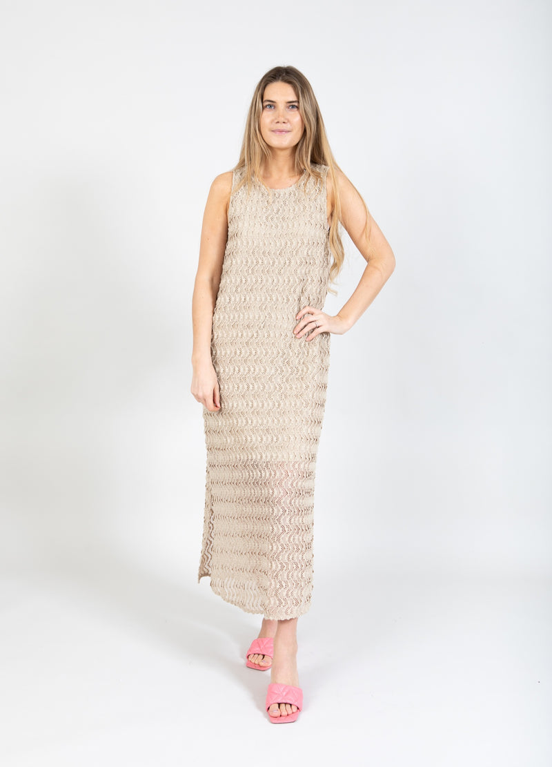 Coster Copenhagen KLÄNNING MED TEXTUR OCH SPLIT Dress Sand - 310