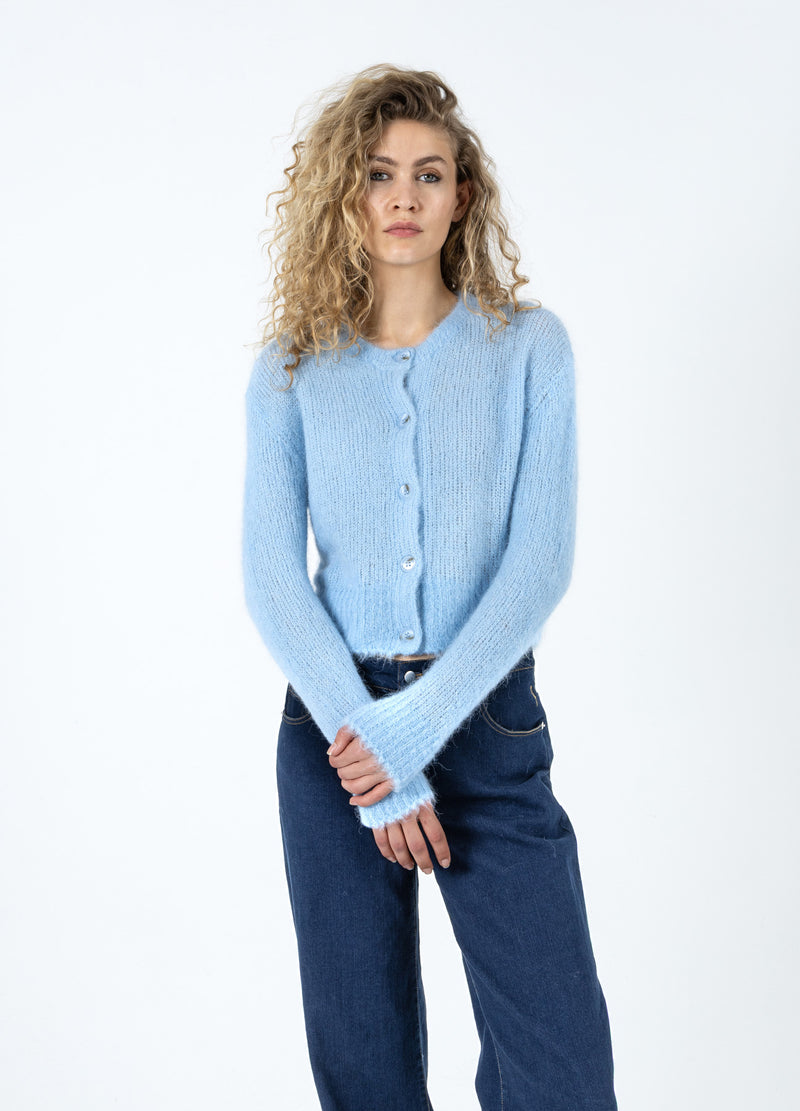 Coster Copenhagen KORTAD STICKAD KAVAJ I ALPACKA Knitwear Pastel blue - 538