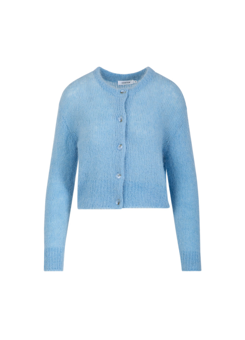 Coster Copenhagen KORTAD STICKAD KAVAJ I ALPACKA Knitwear Pastel blue - 538