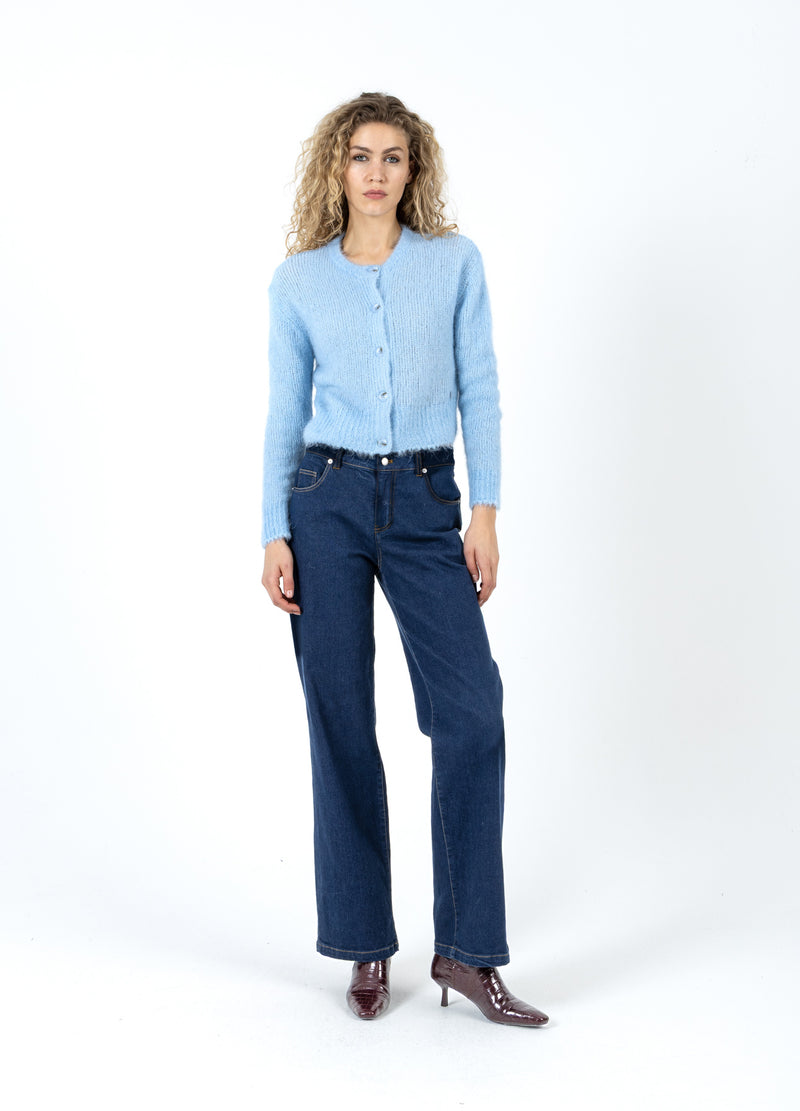 Coster Copenhagen KORTAD STICKAD KAVAJ I ALPACKA Knitwear Pastel blue - 538