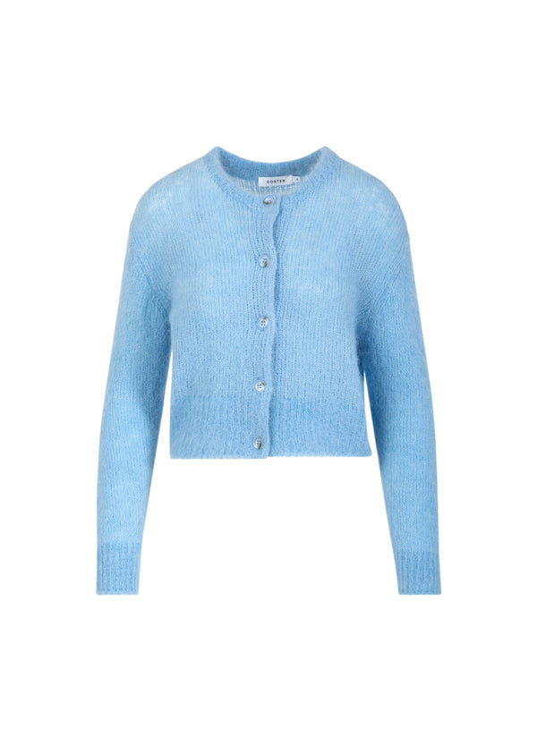 Coster Copenhagen KORTAD STICKAD KAVAJ I ALPACKA Knitwear Pastel blue - 538