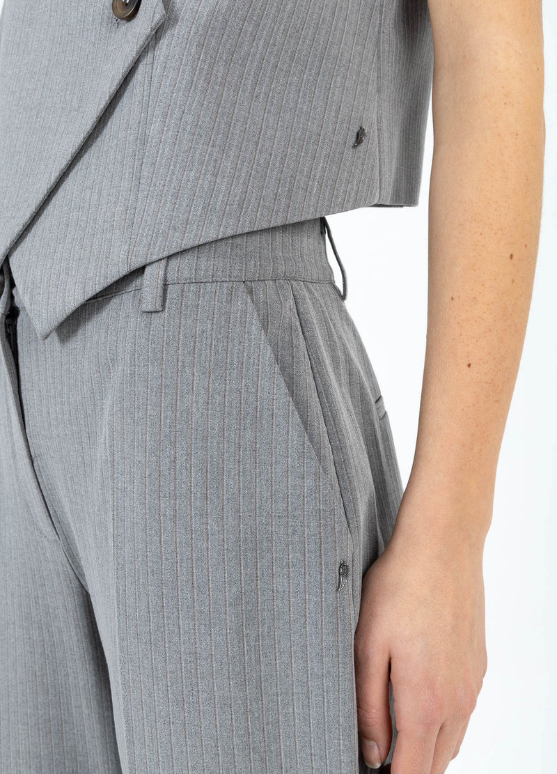 Coster Copenhagen KOSTYMBYXOR - PETRA PASSFORM Pants Mist grey pin stripe - 175