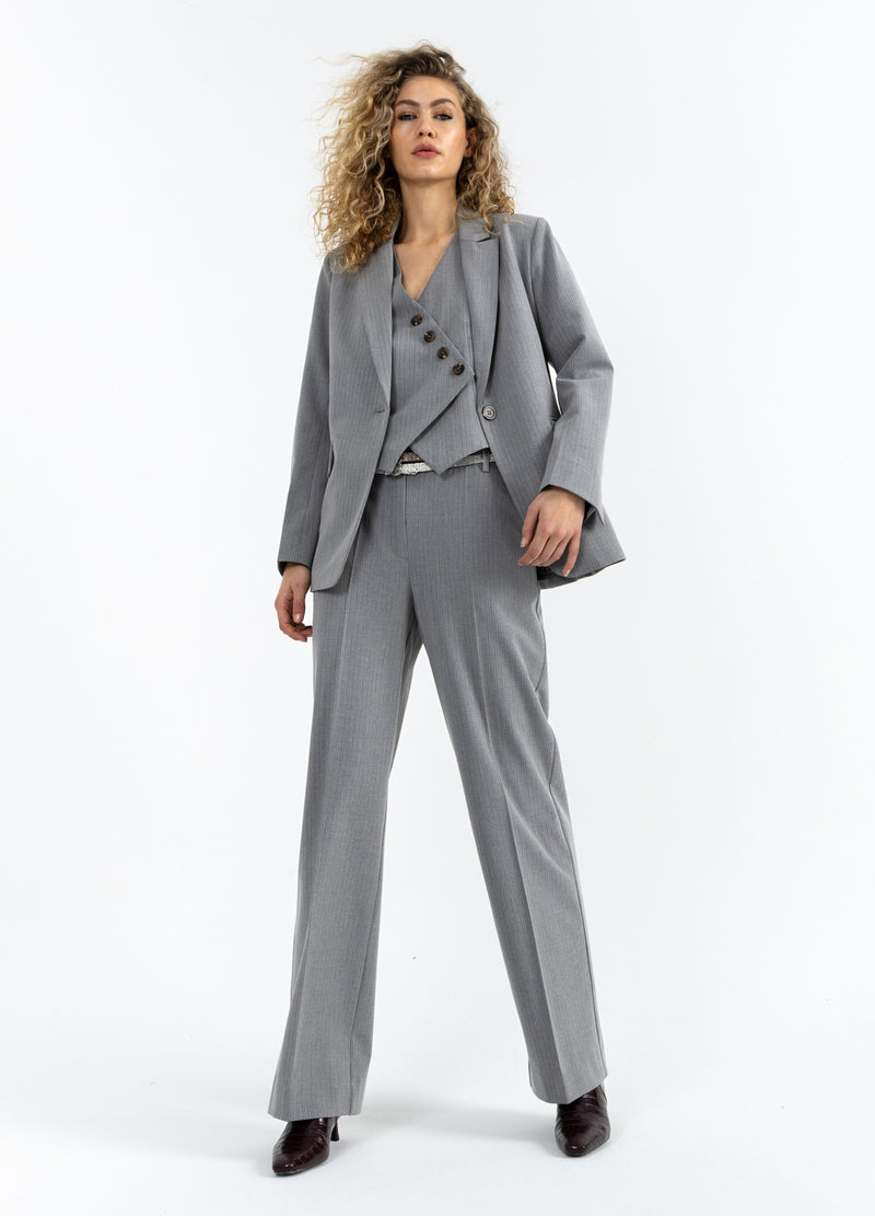 Coster Copenhagen KOSTYMBYXOR - PETRA PASSFORM Pants Mist grey pin stripe - 175