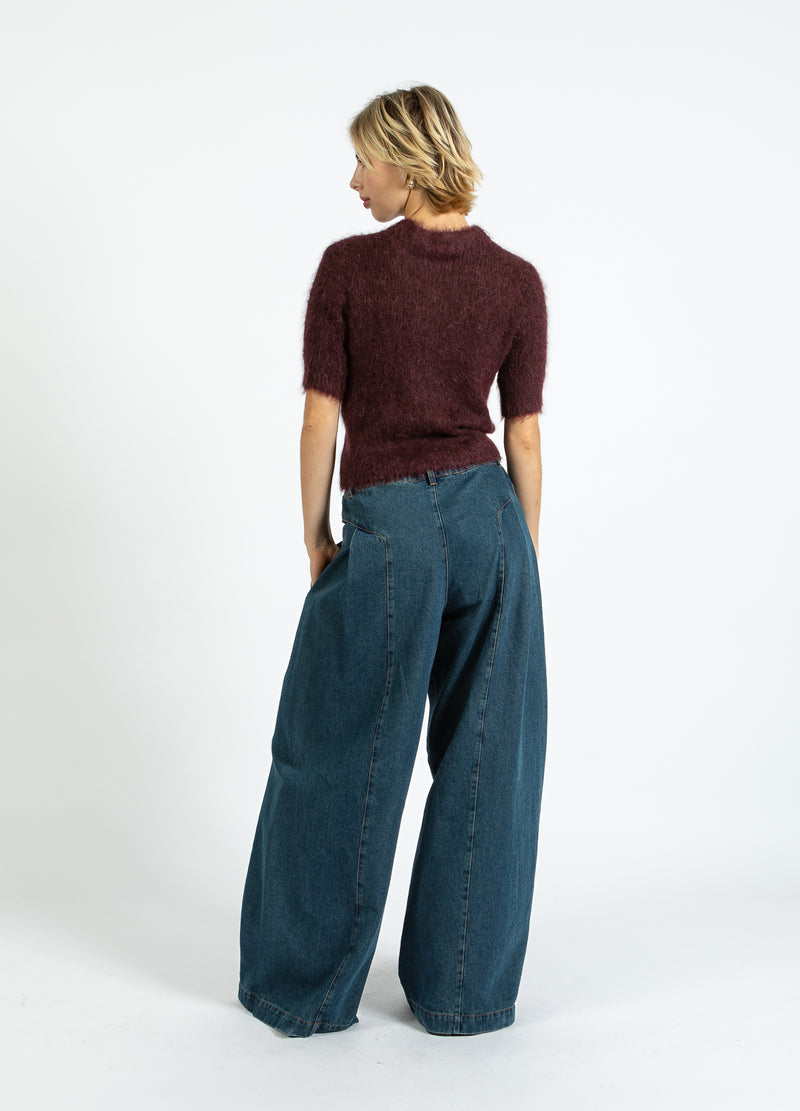 Coster Copenhagen Kortärmad stickad tröja i alpacka Knitwear Bordeaux - 653