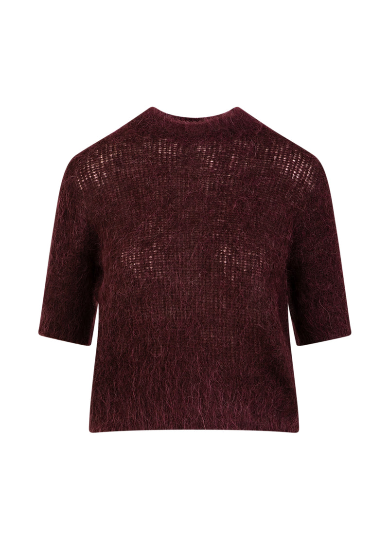 Coster Copenhagen Kortärmad stickad tröja i alpacka Knitwear Bordeaux - 653