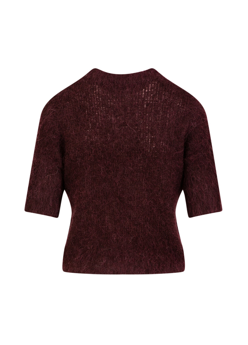 Coster Copenhagen Kortärmad stickad tröja i alpacka Knitwear Bordeaux - 653