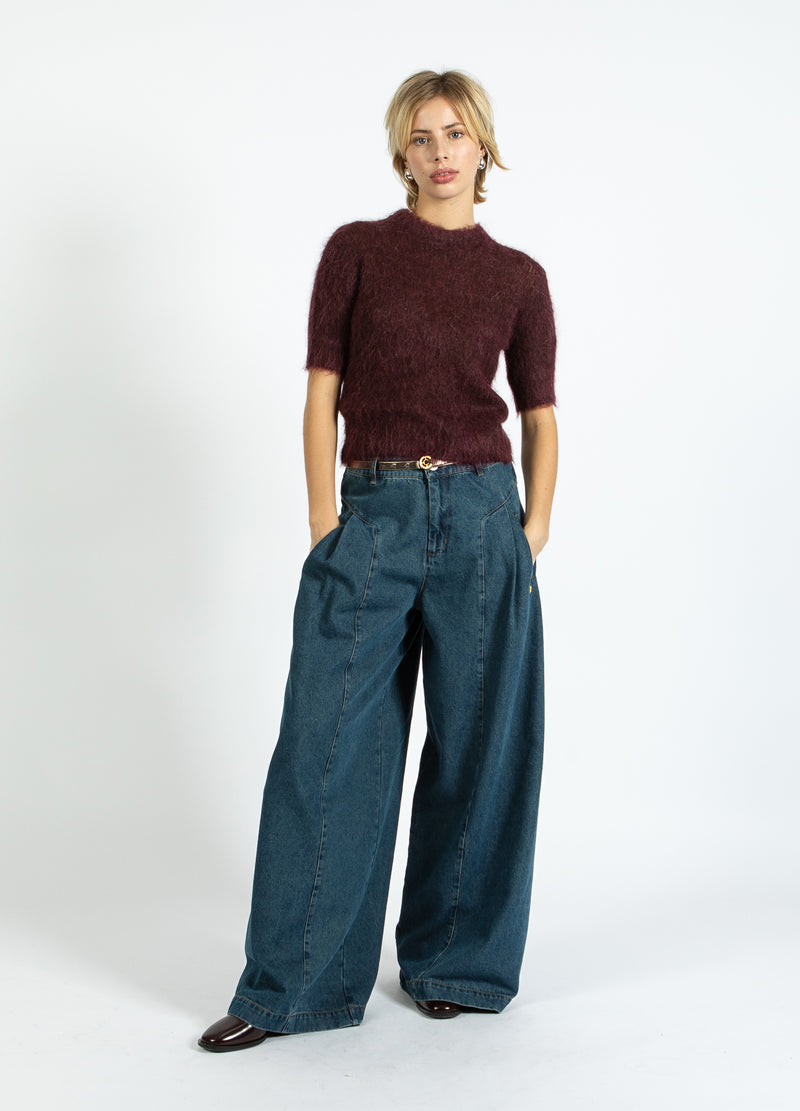 Coster Copenhagen Kortärmad stickad tröja i alpacka Knitwear Bordeaux - 653