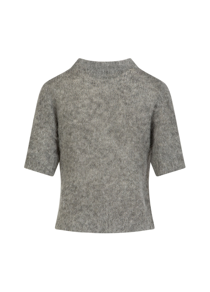 Coster Copenhagen Kortärmad stickad tröja i alpacka Knitwear Light grey melange - 129