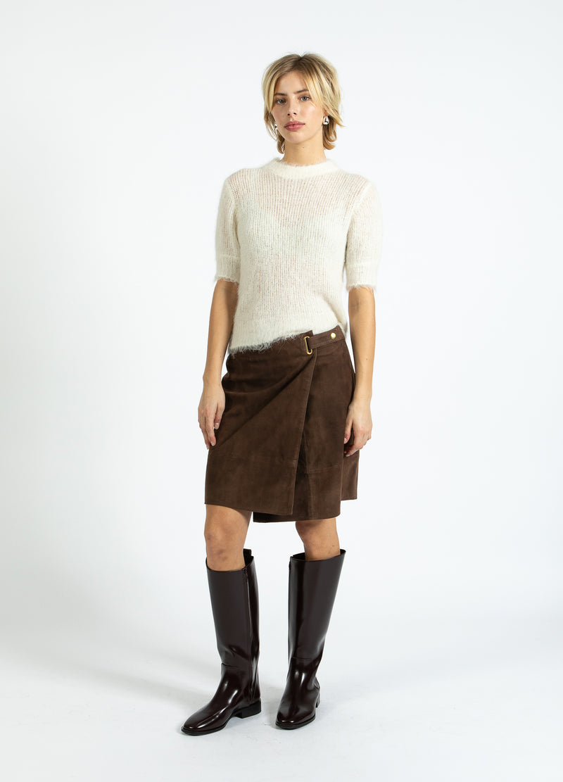 Coster Copenhagen Kortärmad stickad tröja i alpacka Knitwear Off White - 202