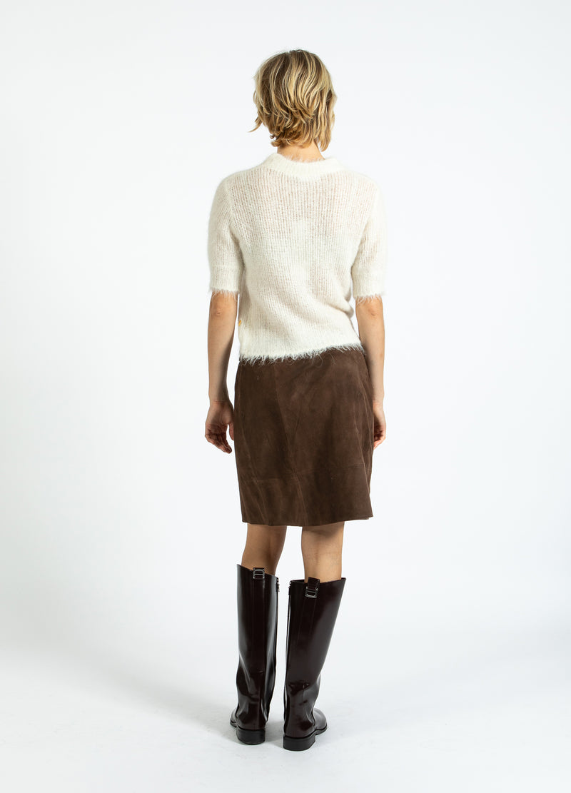 Coster Copenhagen Kortärmad stickad tröja i alpacka Knitwear Off White - 202