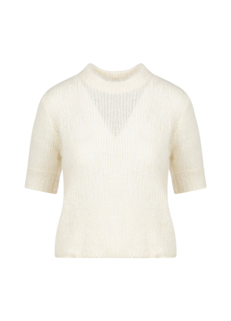 Coster Copenhagen Kortärmad stickad tröja i alpacka Knitwear Off White - 202