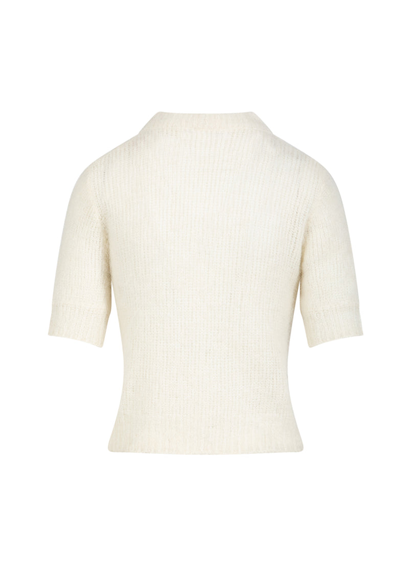 Coster Copenhagen Kortärmad stickad tröja i alpacka Knitwear Off White - 202