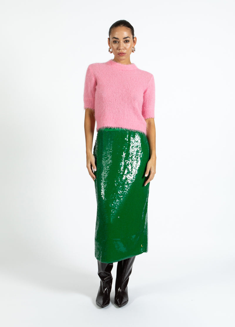 Coster Copenhagen Kortärmad stickad tröja i alpacka Knitwear Tropical pink - 689