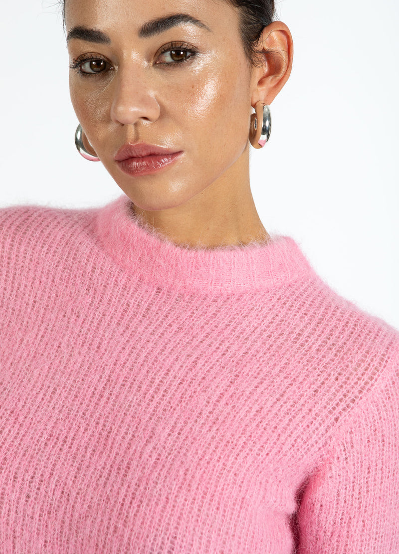 Coster Copenhagen Kortärmad stickad tröja i alpacka Knitwear Tropical pink - 689