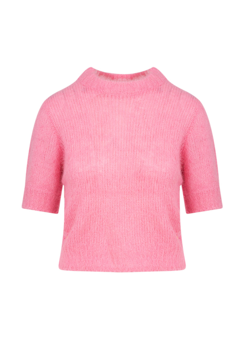 Coster Copenhagen Kortärmad stickad tröja i alpacka Knitwear Tropical pink - 689