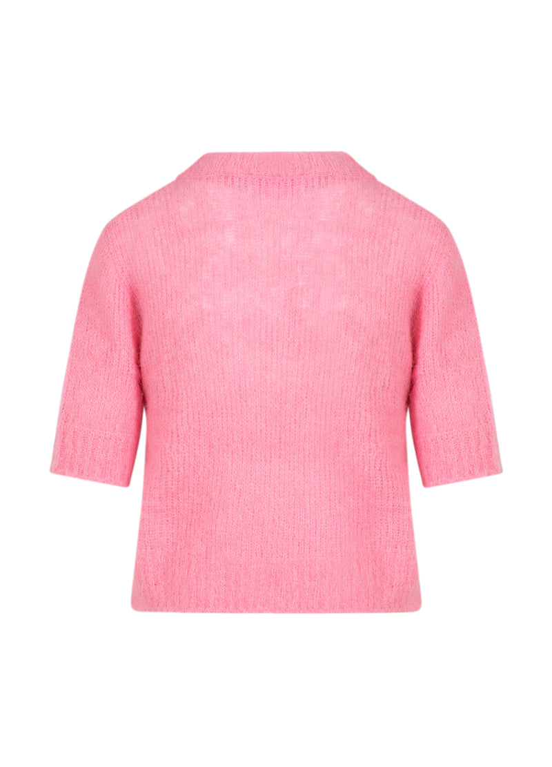 Coster Copenhagen Kortärmad stickad tröja i alpacka Knitwear Tropical pink - 689