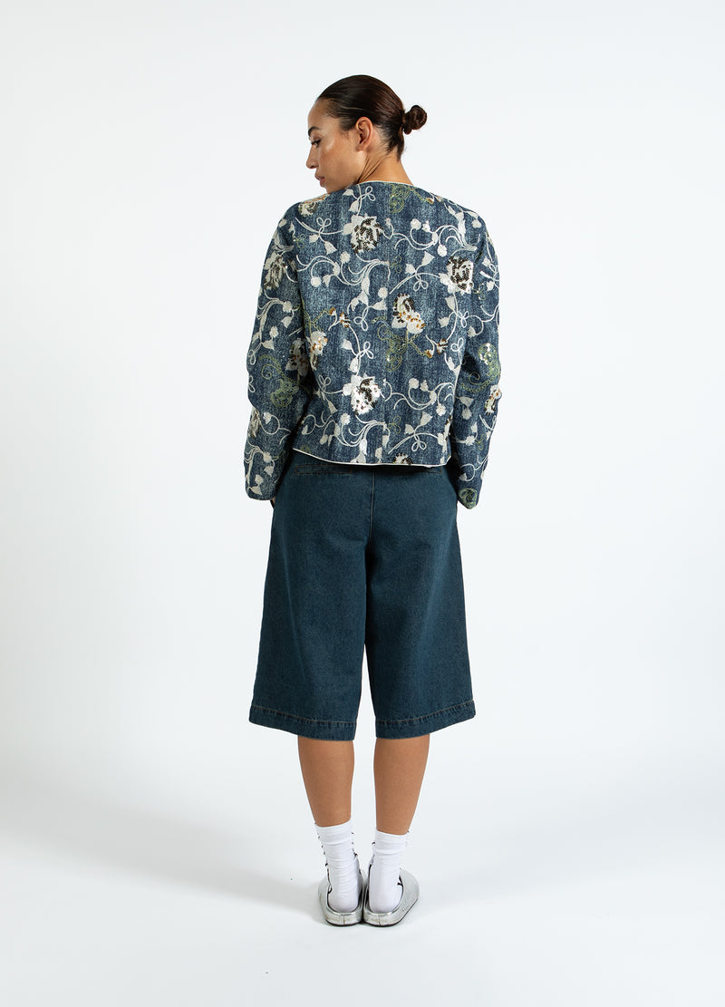 Coster Copenhagen LÅNGA JEANS SHORTS - PETRA PASSFORM Pants Dark Blue Denim - 571
