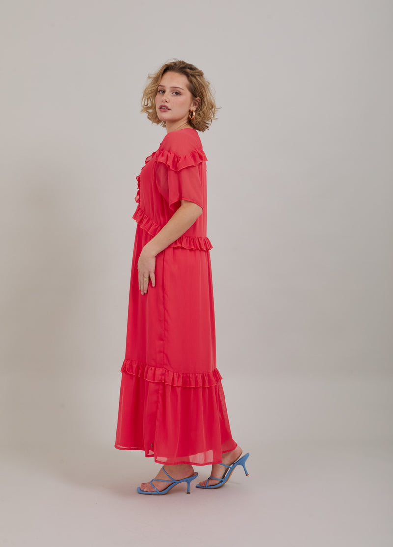 Coster Copenhagen LÅNGKLÄNNING M. VOLANGER Dress Coral pink - 626