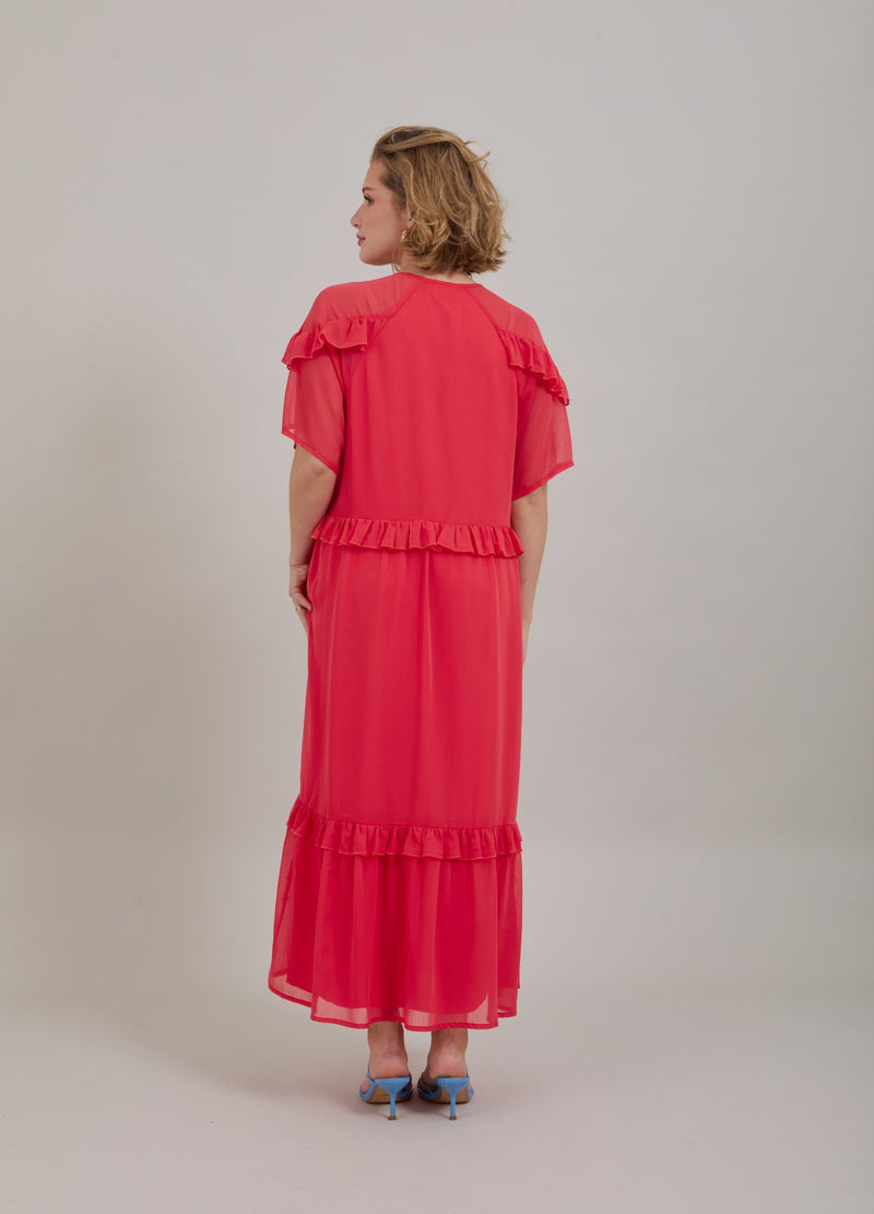 Coster Copenhagen LÅNGKLÄNNING M. VOLANGER Dress Coral pink - 626
