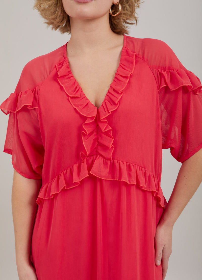 Coster Copenhagen LÅNGKLÄNNING M. VOLANGER Dress Coral pink - 626