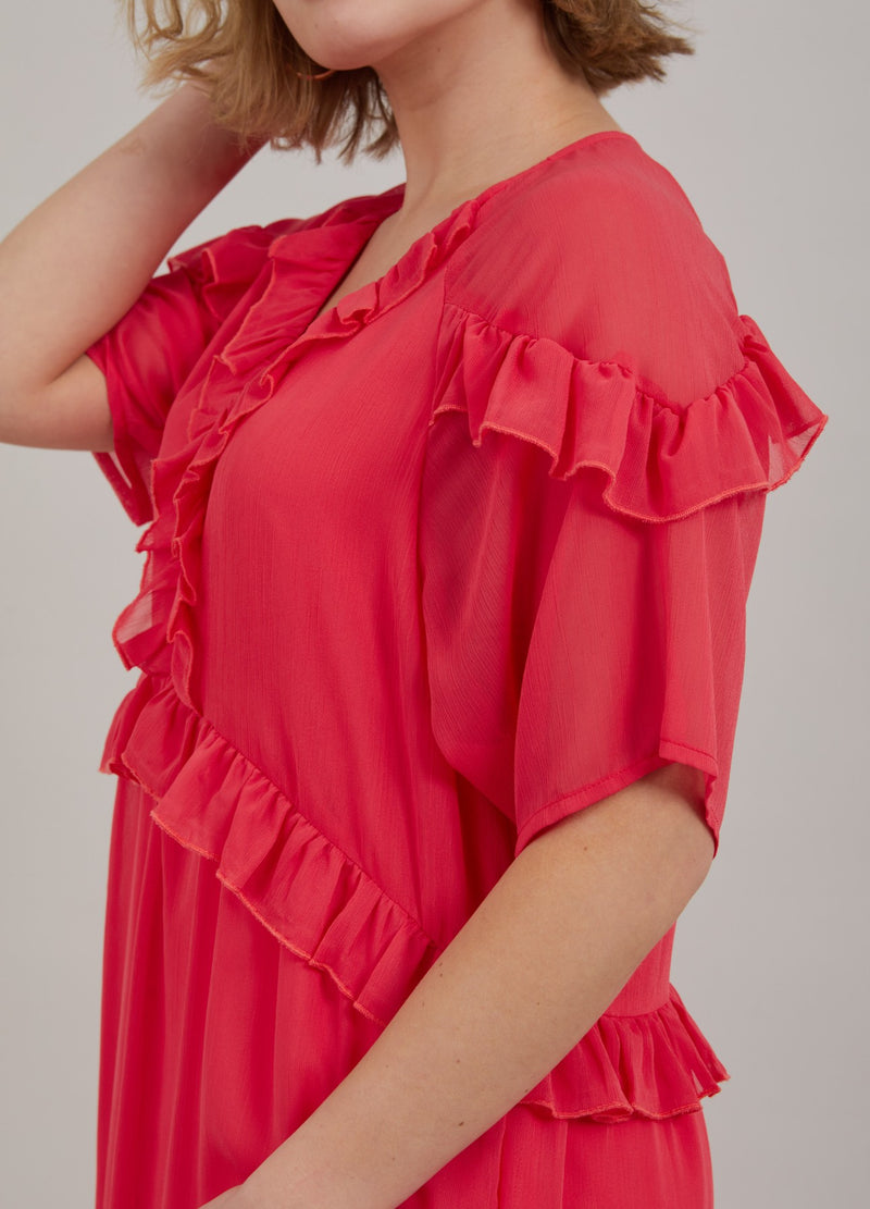 Coster Copenhagen LÅNGKLÄNNING M. VOLANGER Dress Coral pink - 626