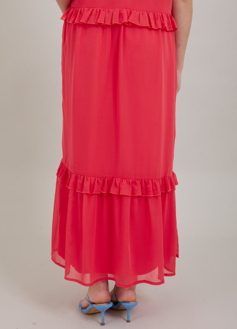 Coster Copenhagen LÅNGKLÄNNING M. VOLANGER Dress Coral pink - 626