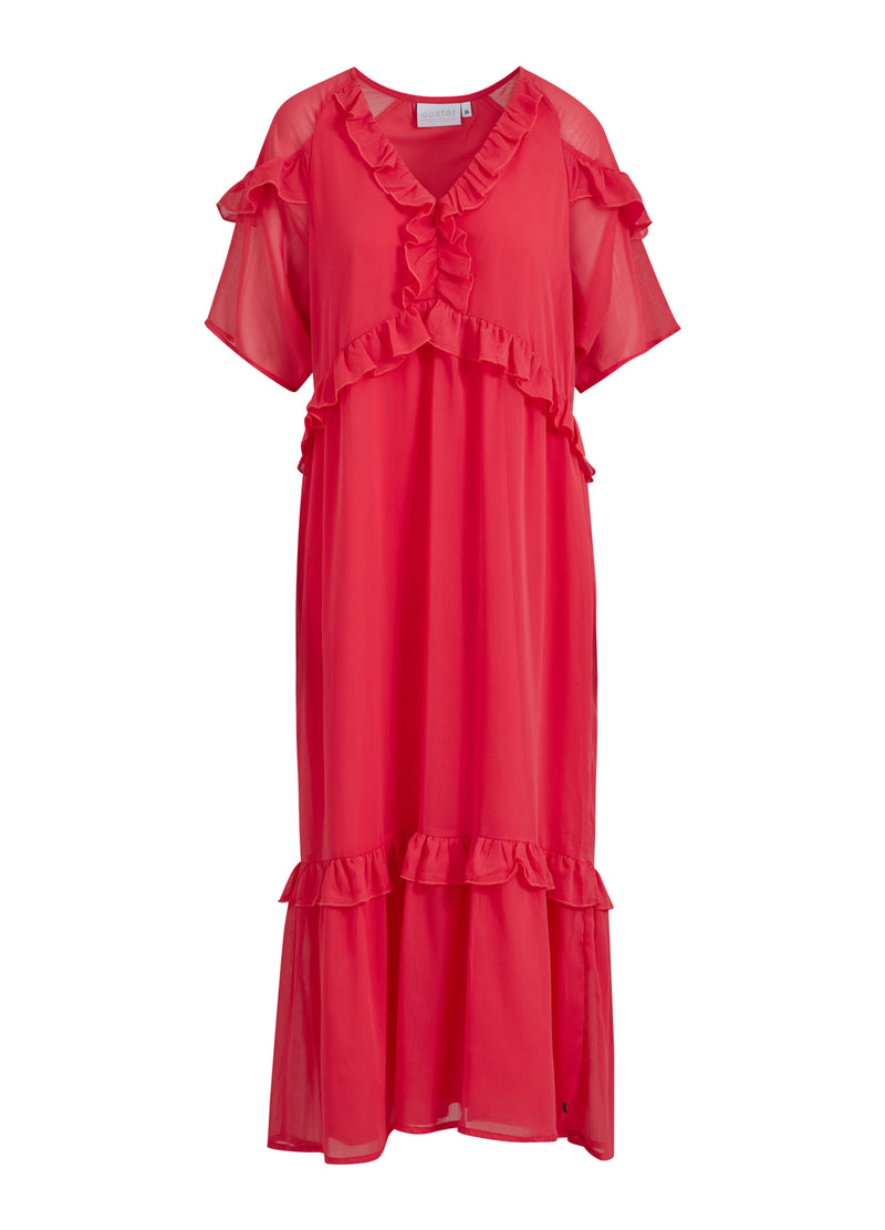 Coster Copenhagen LÅNGKLÄNNING M. VOLANGER Dress Coral pink - 626