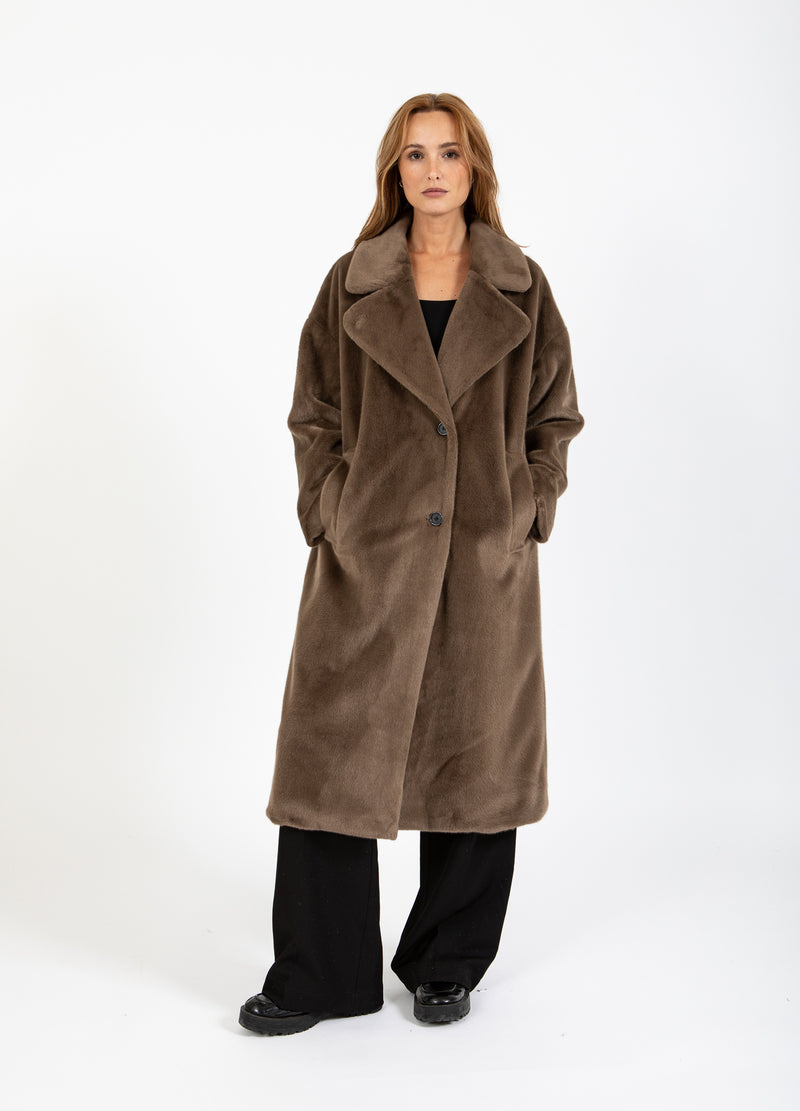 Coster Copenhagen LÅNG PÄLSROCK Outerwear Toffee Beige - 349