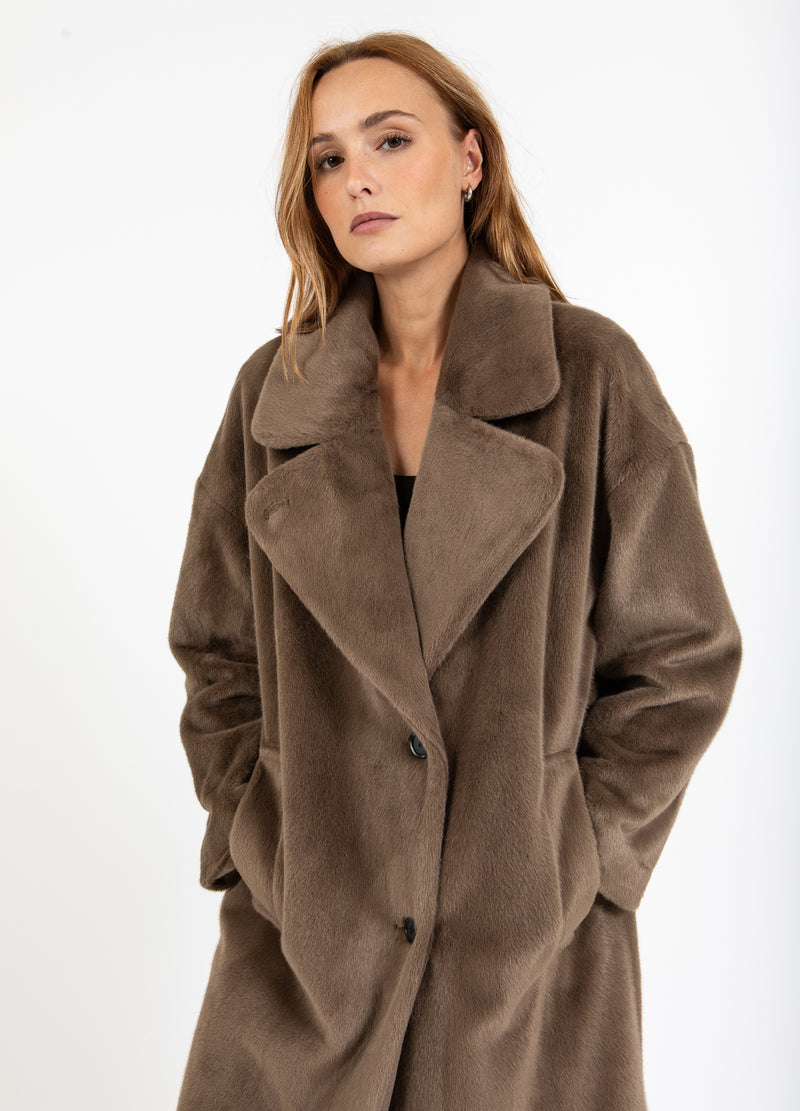 Coster Copenhagen LÅNG PÄLSROCK Outerwear Toffee Beige - 349