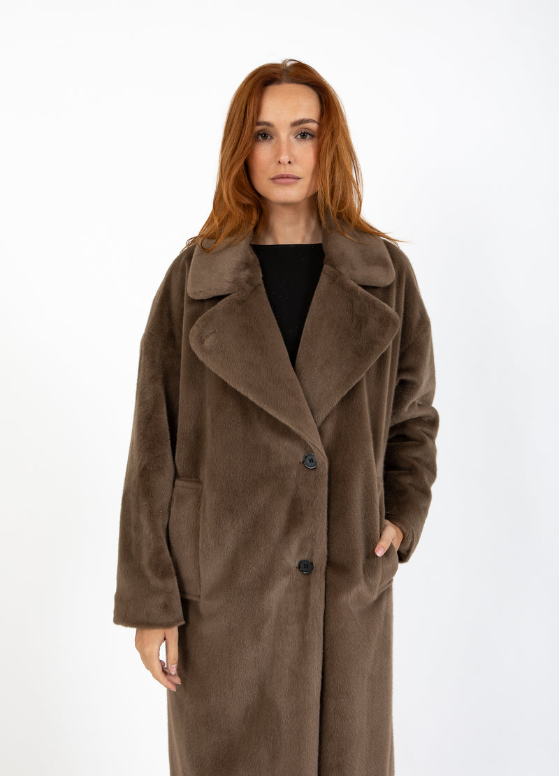 Coster Copenhagen LÅNG PÄLSROCK Outerwear Toffee Beige - 349