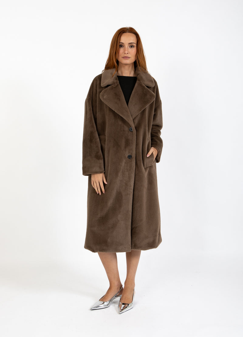 Coster Copenhagen LÅNG PÄLSROCK Outerwear Toffee Beige - 349