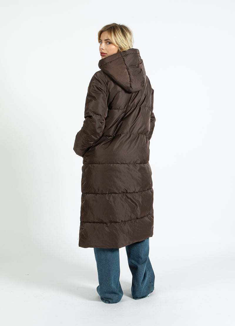 Coster Copenhagen LÅNG PUFFJACKA Outerwear Dark Brown - 335