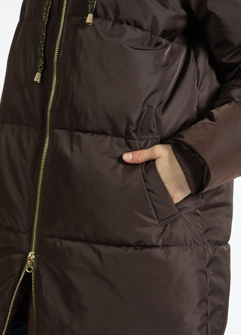 Coster Copenhagen LÅNG PUFFJACKA Outerwear Dark Brown - 335