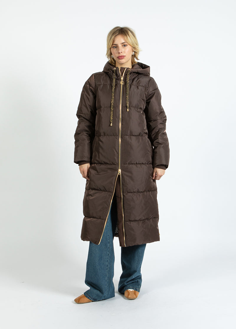 Coster Copenhagen LÅNG PUFFJACKA Outerwear Dark Brown - 335