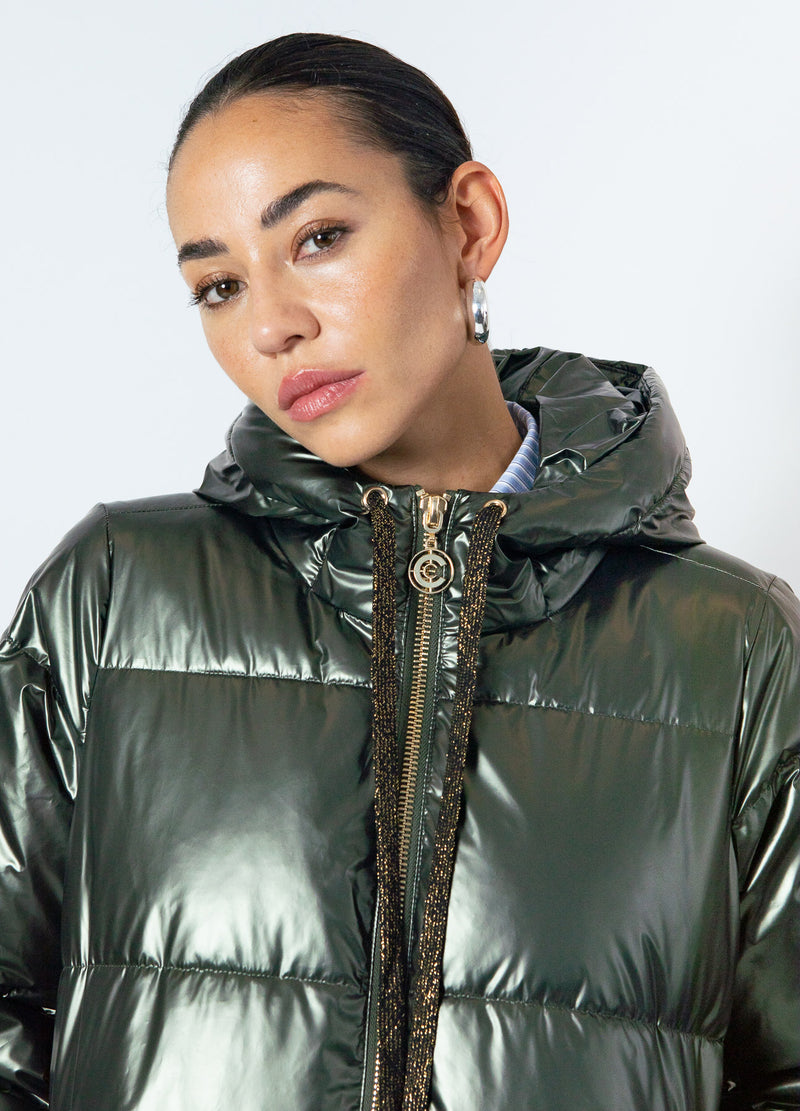 Coster Copenhagen LÅNG PUFFJACKA Outerwear Metallic army - 417
