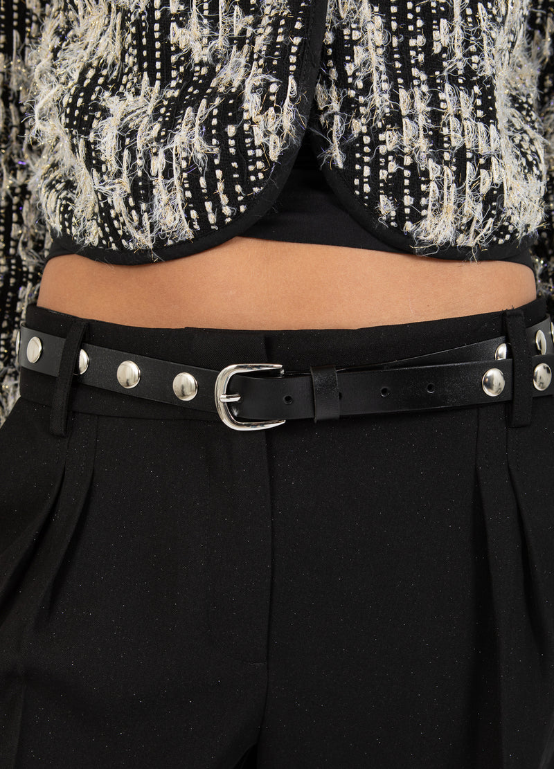 Coster Copenhagen LÄDERBÄLTE MED SILVERSTUDS Accessories Black - 100 (silver studs)