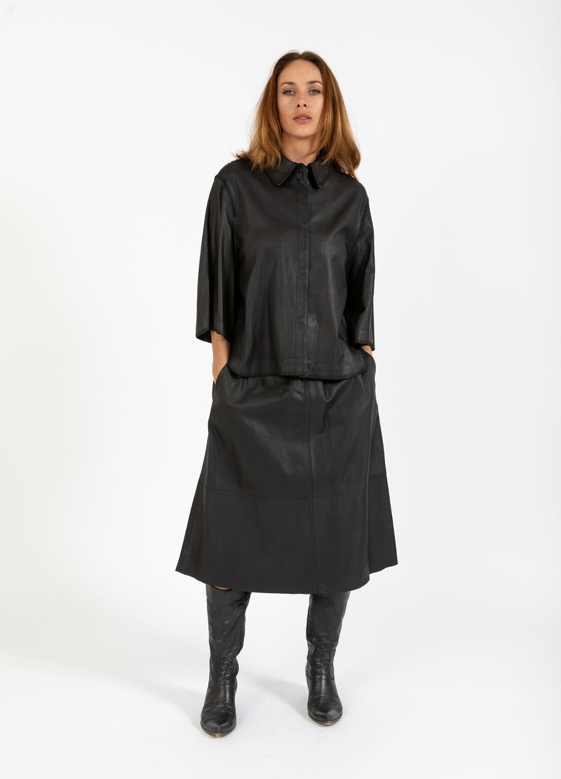 Coster Copenhagen LÄDERÖVERSKJORTA Shirt/Blouse Black - 100