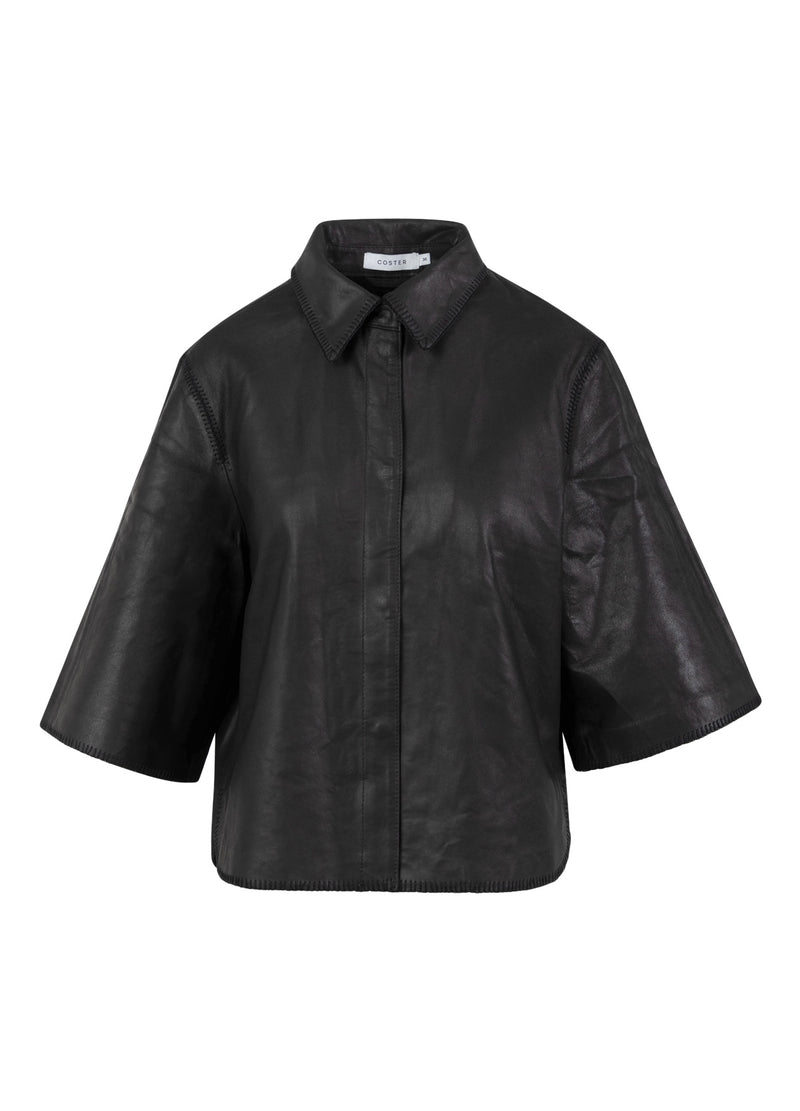 Coster Copenhagen LÄDERÖVERSKJORTA Shirt/Blouse Black - 100