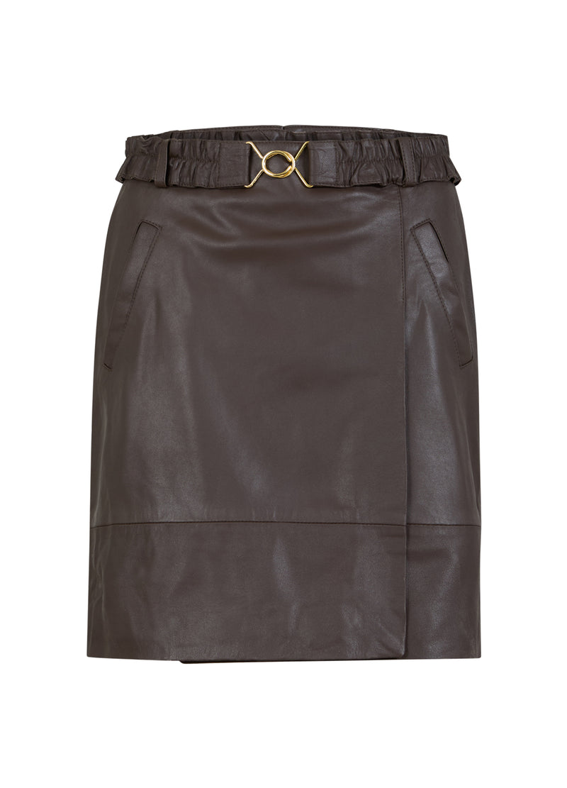 Coster Copenhagen LÄDERSKJOL Skirt Dark Brown - 335