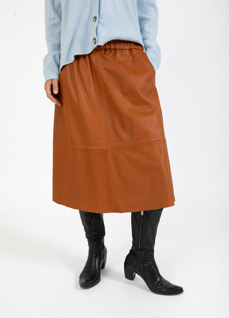 Coster Copenhagen LÄDERSKJOL Skirt Cognac brown - 397