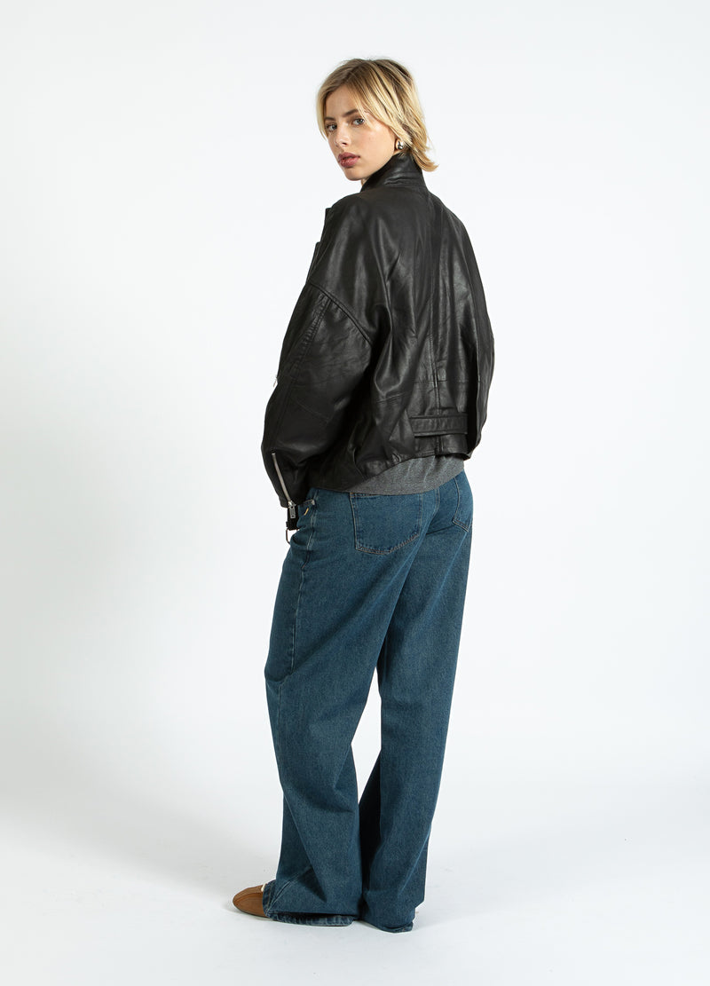 Coster Copenhagen LÄDER BOMBERJACKA Outerwear Black - 100