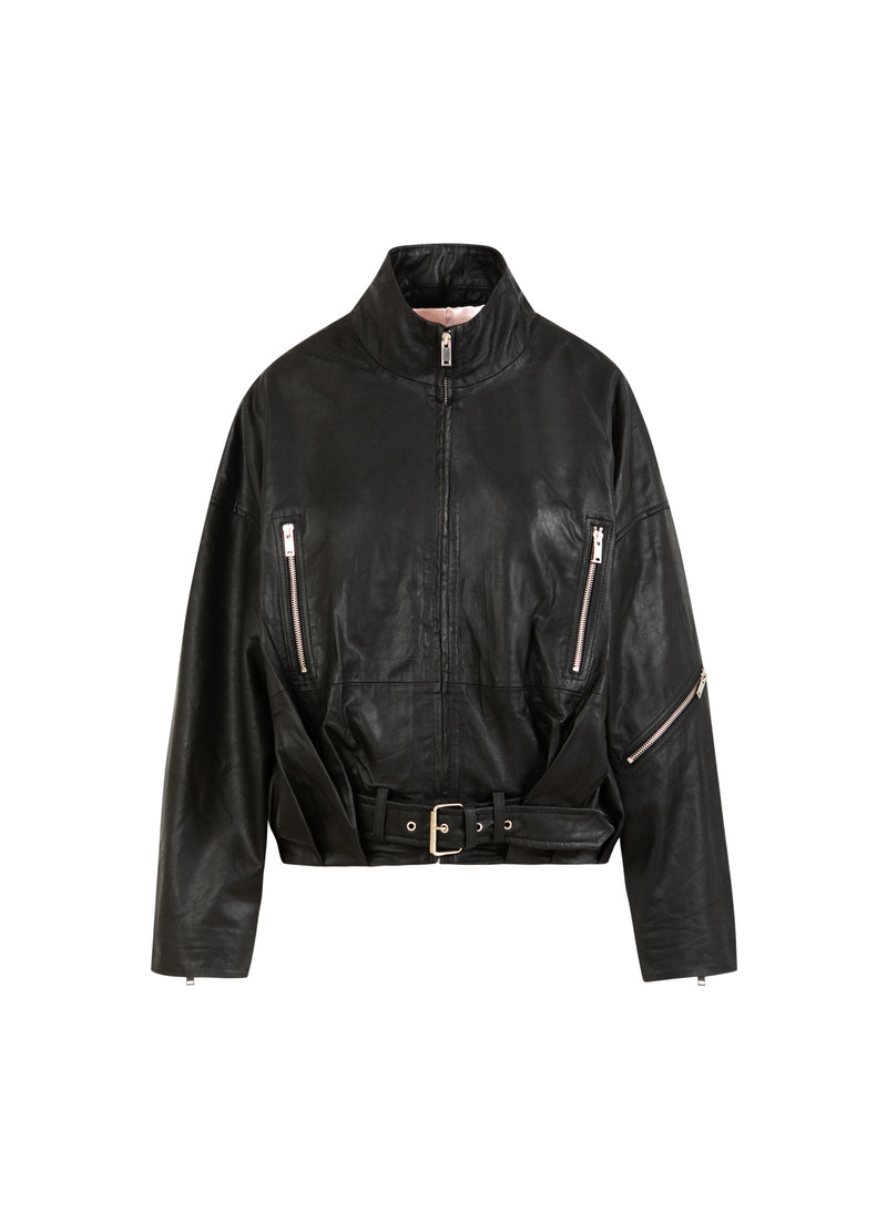 Coster Copenhagen LÄDER BOMBERJACKA Outerwear Black - 100