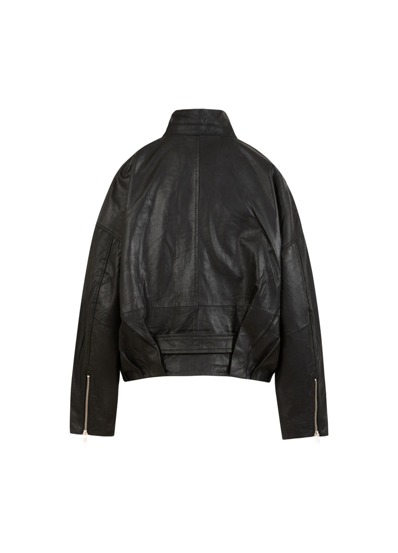 Coster Copenhagen LÄDER BOMBERJACKA Outerwear Black - 100